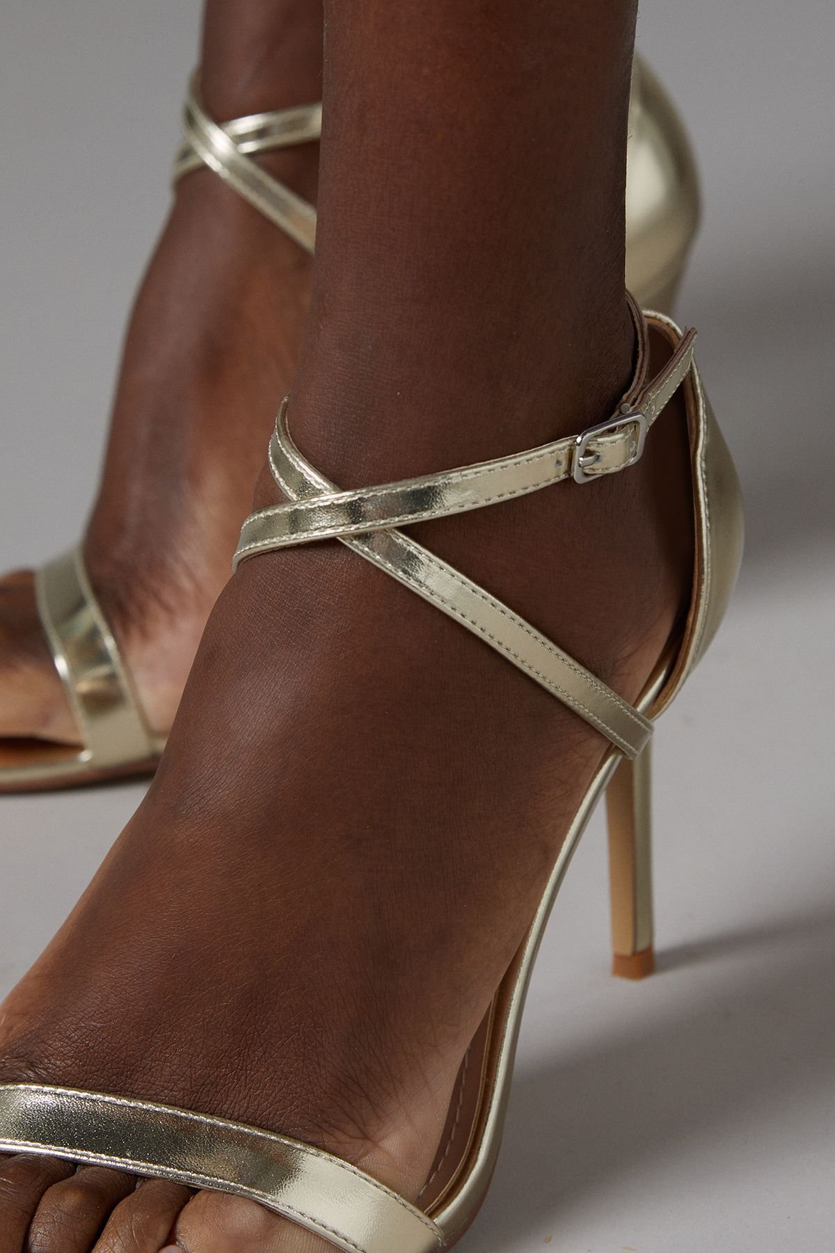 Coast Coast Women's Strictly Faux Leather Cross Strap High Stiletto Sandals in Gold - 4