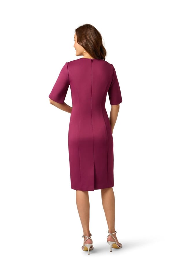 Adrianna Papell Adrianna Papell Women's Beaded Scuba Pencil Dress in Wine - 3