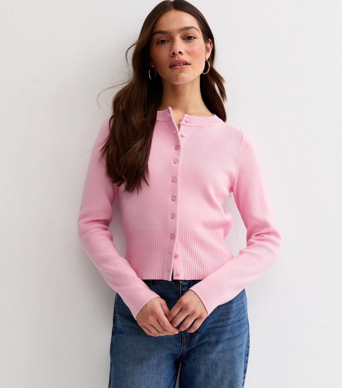 New Look Women's Petite Pink Lightweight Knit Crew Neck Cardigan New Look - 2