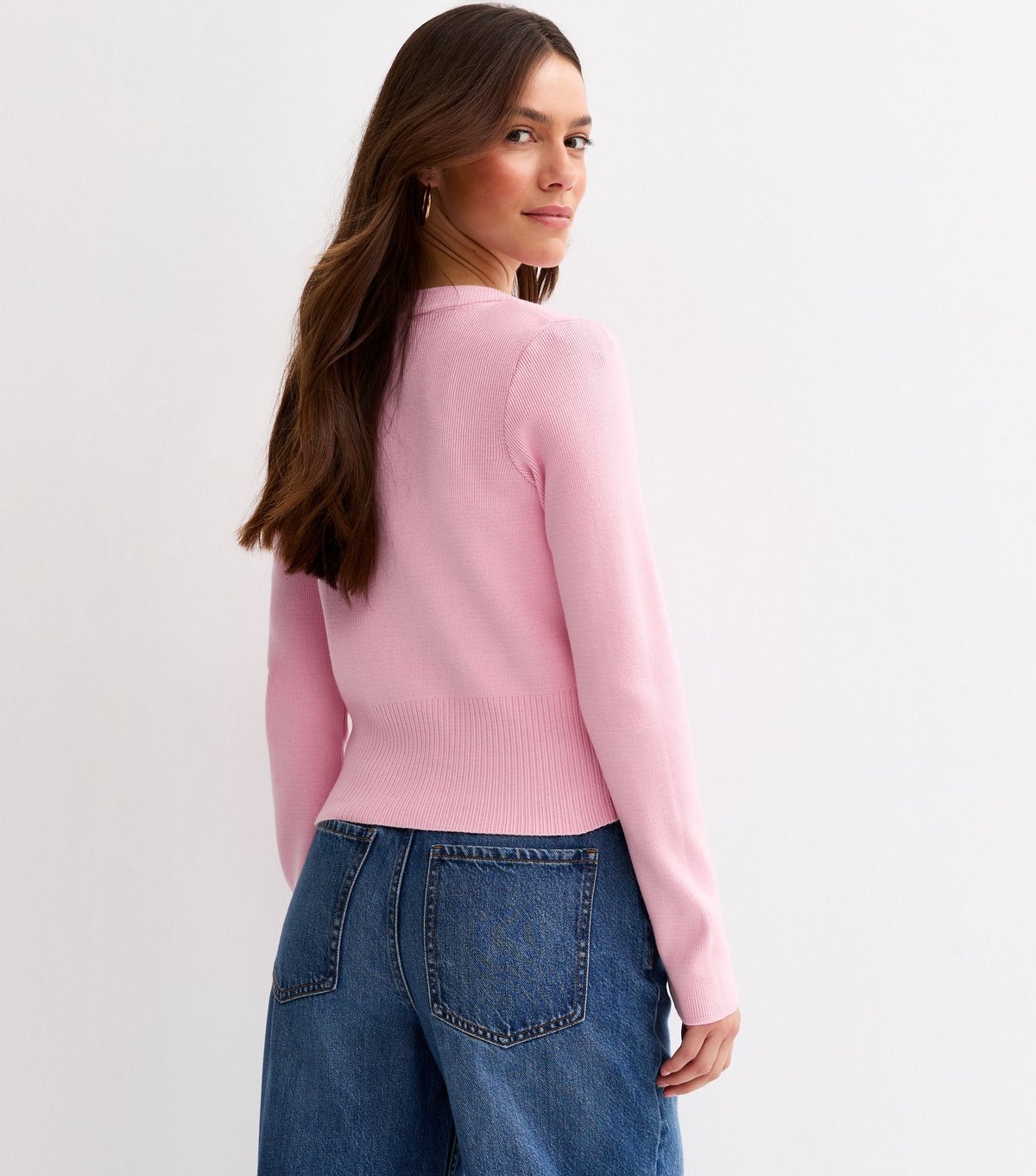 New Look Women's Petite Pink Lightweight Knit Crew Neck Cardigan New Look - 4