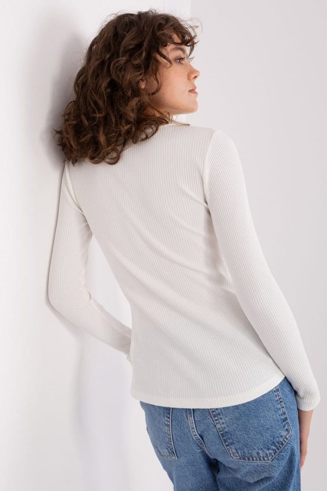 Love Lace Love Lace Women's Striped Cotton Button Blouse With Zircon in White - 3