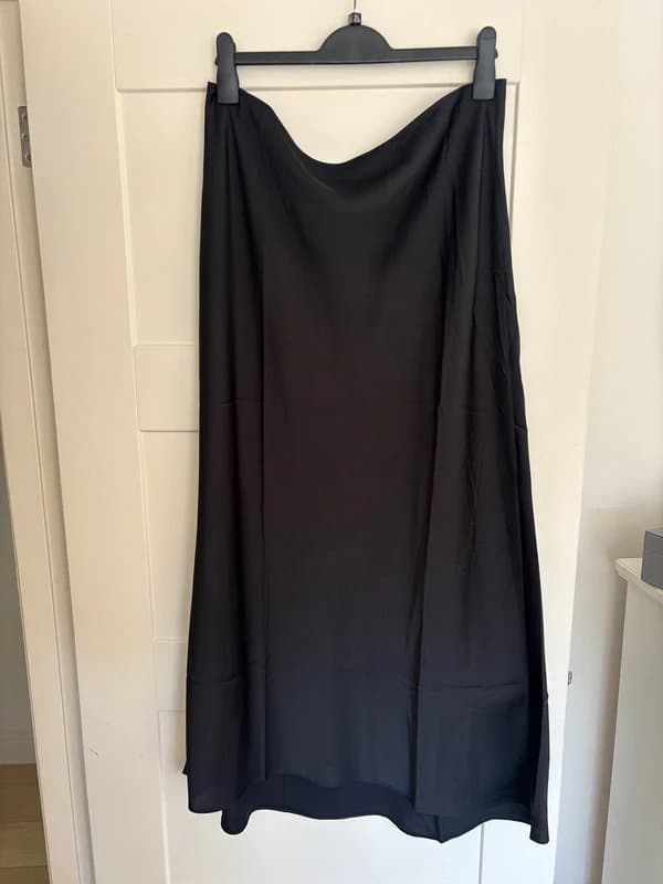 ASOS Black silk bias cut midi skirt
