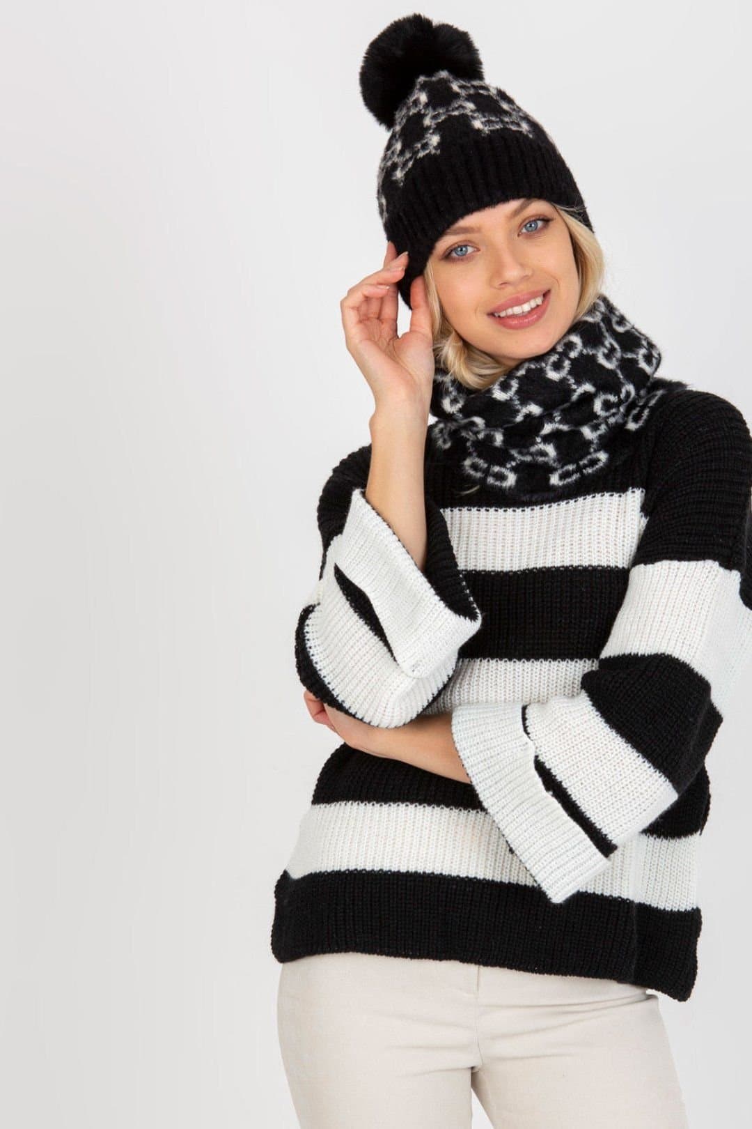 Love Lace Love Lace Black Embroidered Logo Bobble Hat