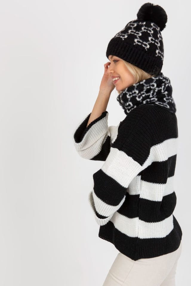 Love Lace Love Lace Women's Embroidered Logo Bobble Hat for Everyday Wear Adjustable Fit in Black - 2