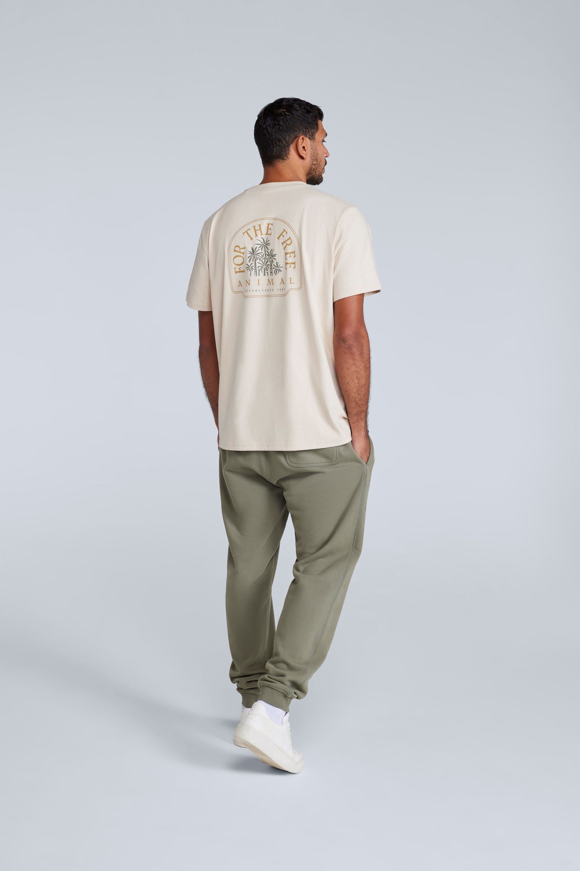 Animal Animal Men's 'Driver' Elastic Waistband Drawcord Fastening Cotton Casual Joggers in Khaki - 4