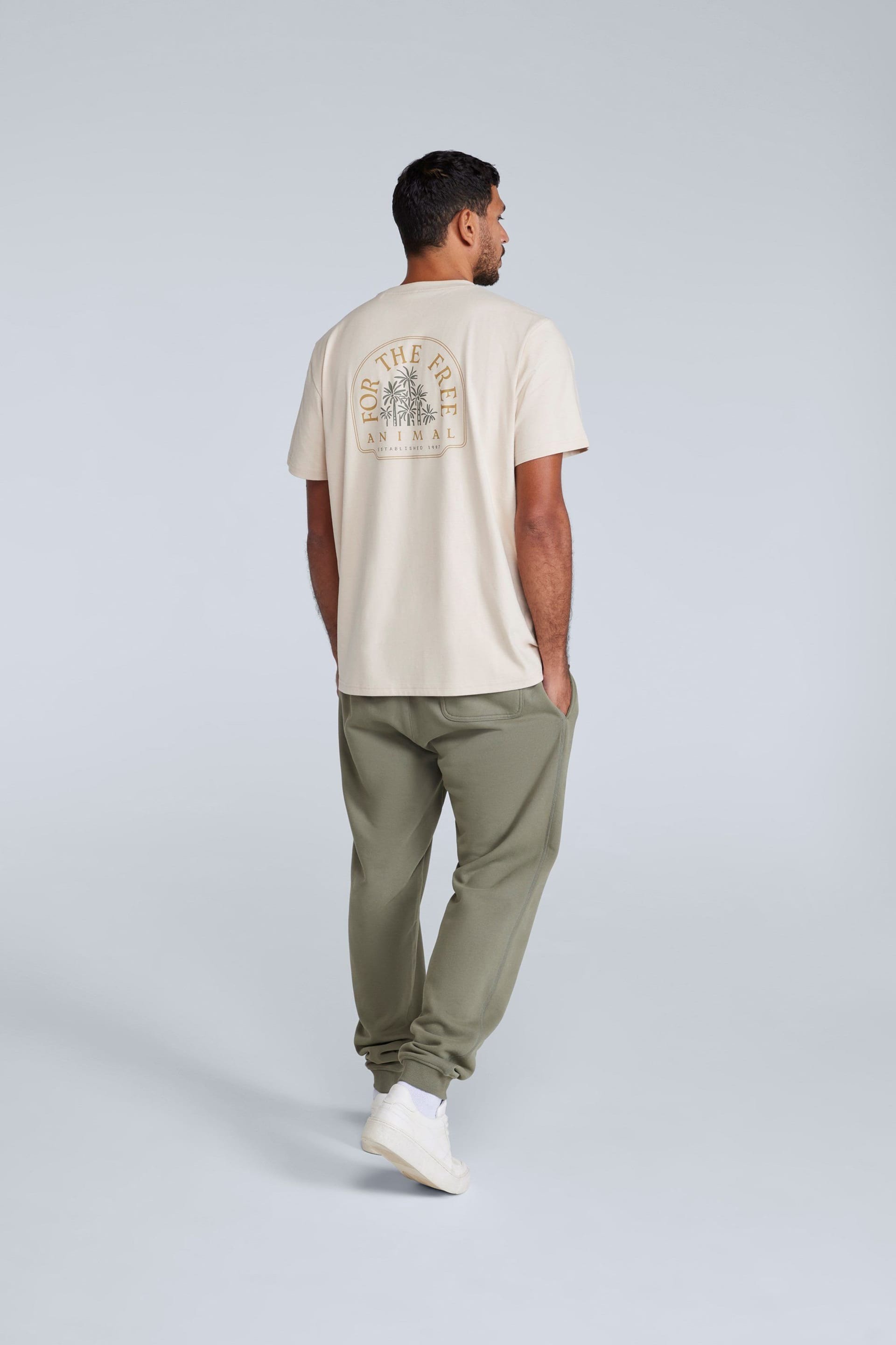 Animal Animal Men's 'Driver' Elastic Waistband Drawcord Fastening Cotton Casual Joggers in Khaki - 4