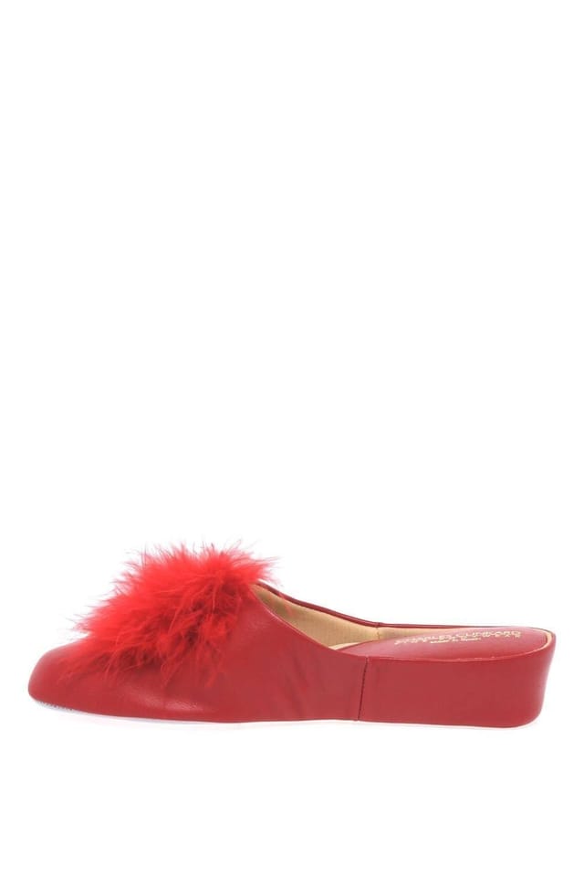 Charles Clinkard Charles Clinkard Women's 'Pom Pom II' Leather Slippers in Red - 2