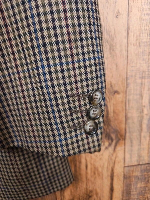 St Michael Beige Check Wool Blazer - Vintage Tailored Jacket