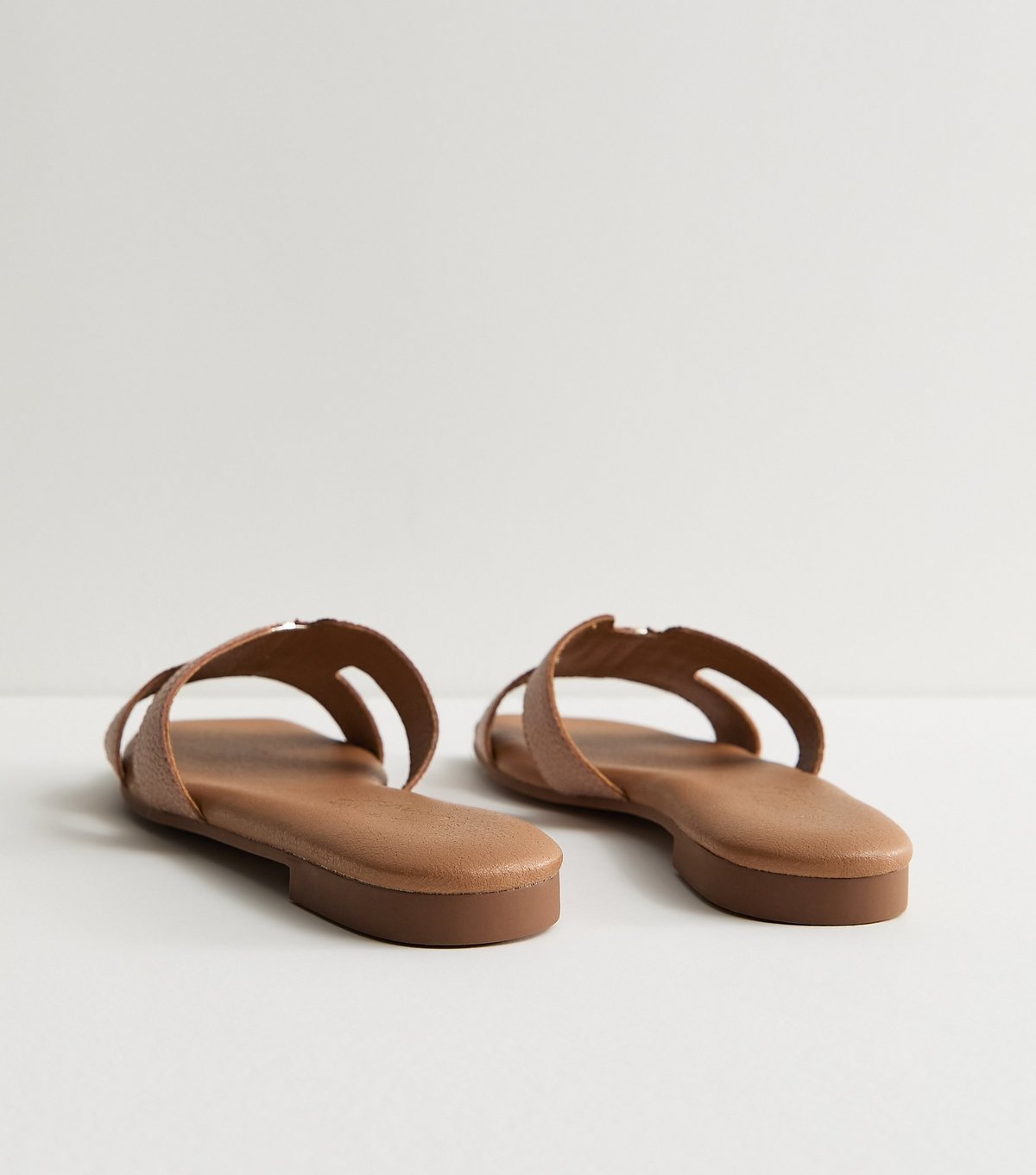 New Look Women's Pink Grained Faux Leather Metal Bar Mule Sandals Vegan New Look - 4