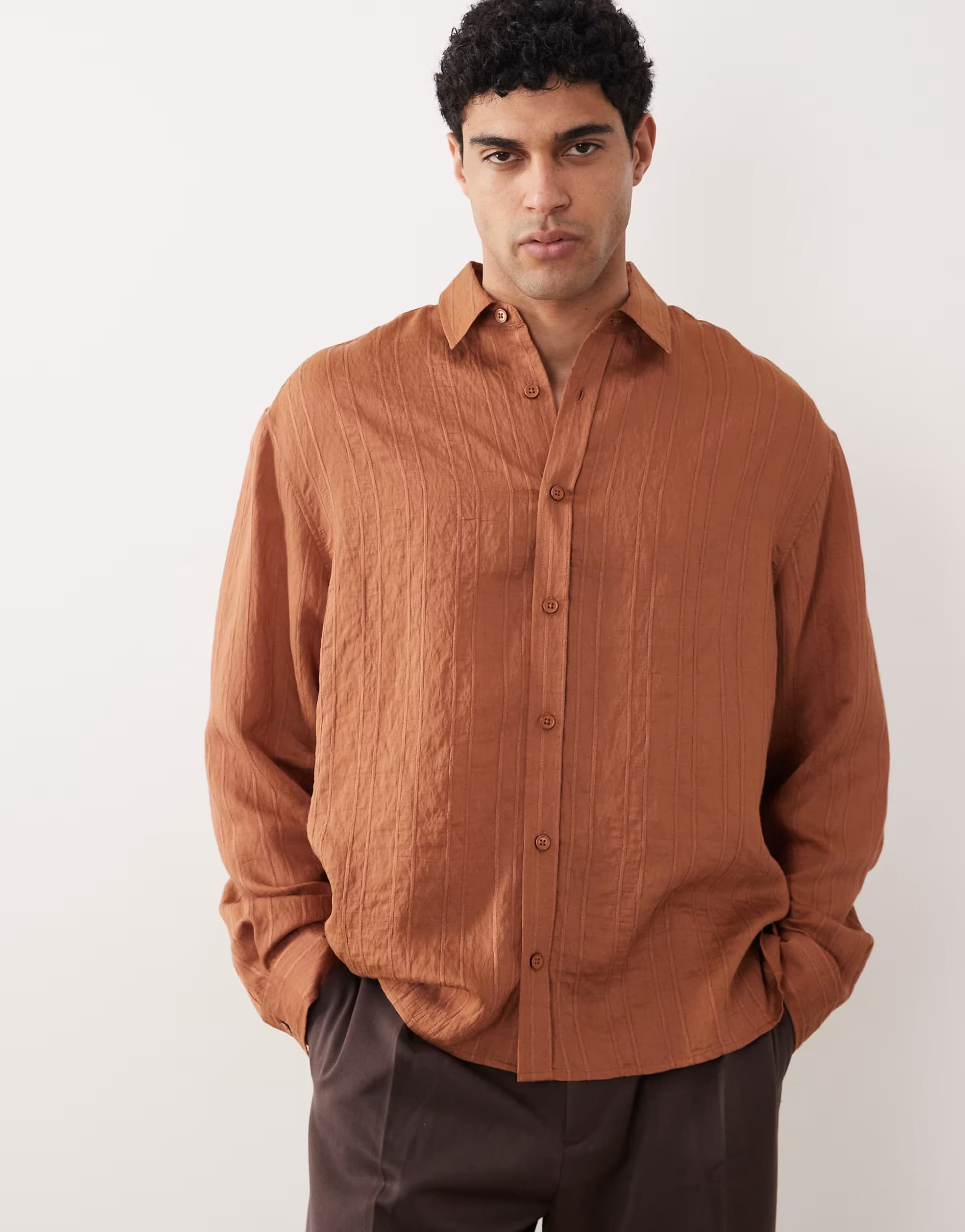 ASOS ASOS DESIGN oversized drapey shirt in rust