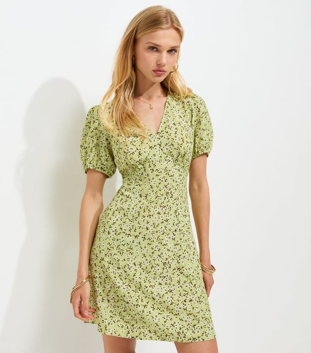New Look Women's Yellow Floral Short Sleeve Mini Dress New Look - 2