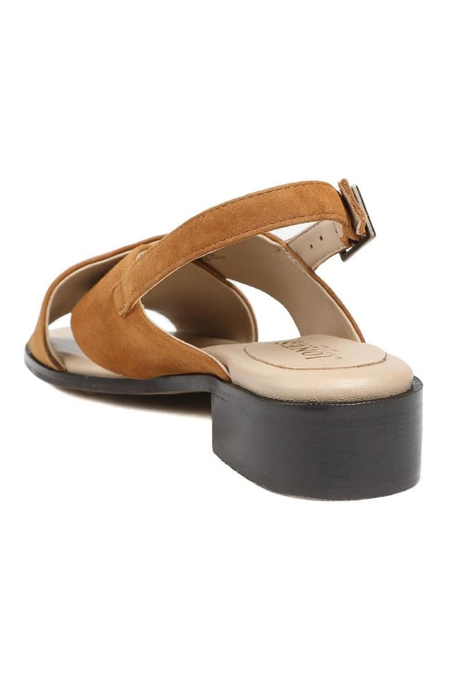Jones Bootmaker Jones Bootmaker Women's Fauna Leather Block Heel Sandals in Tan - 3