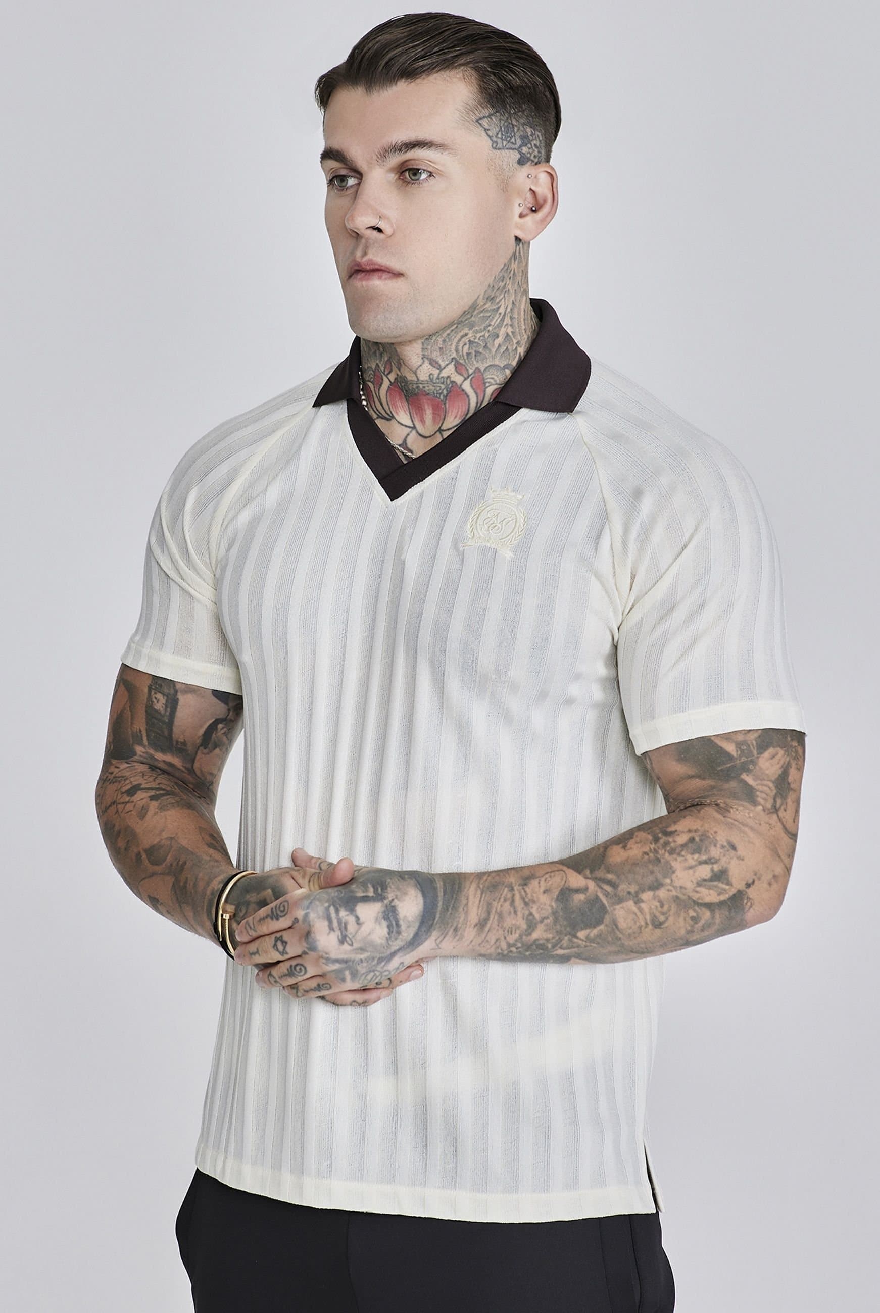 SikSilk SikSilk Men's Polo T-Shirt in Ecru