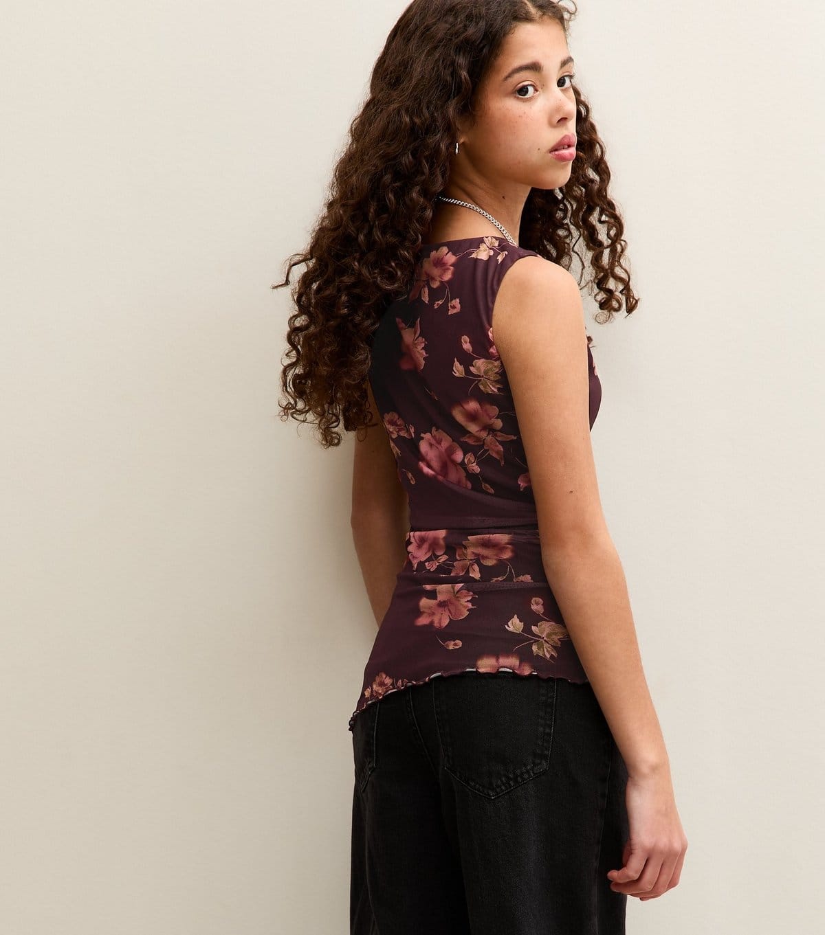 New Look Girl Red Floral Mesh Top New Look - 4