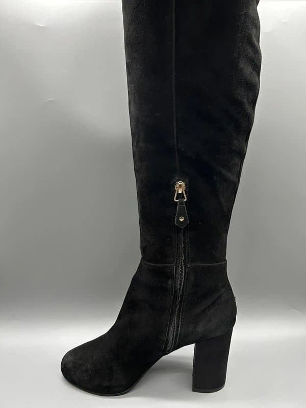 Topshop Topshop OTK Over The Knee Leather Boots Suede Block Heel Zips Pull On Women Uk 4