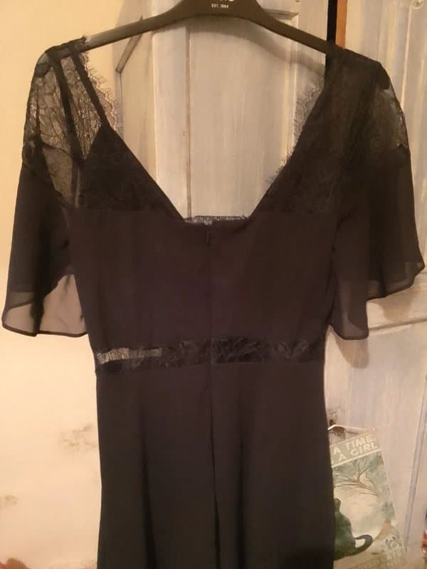 ASOS Design Asos Kate lace maxi dress. Navy blue, chiffon and lace. Size 10