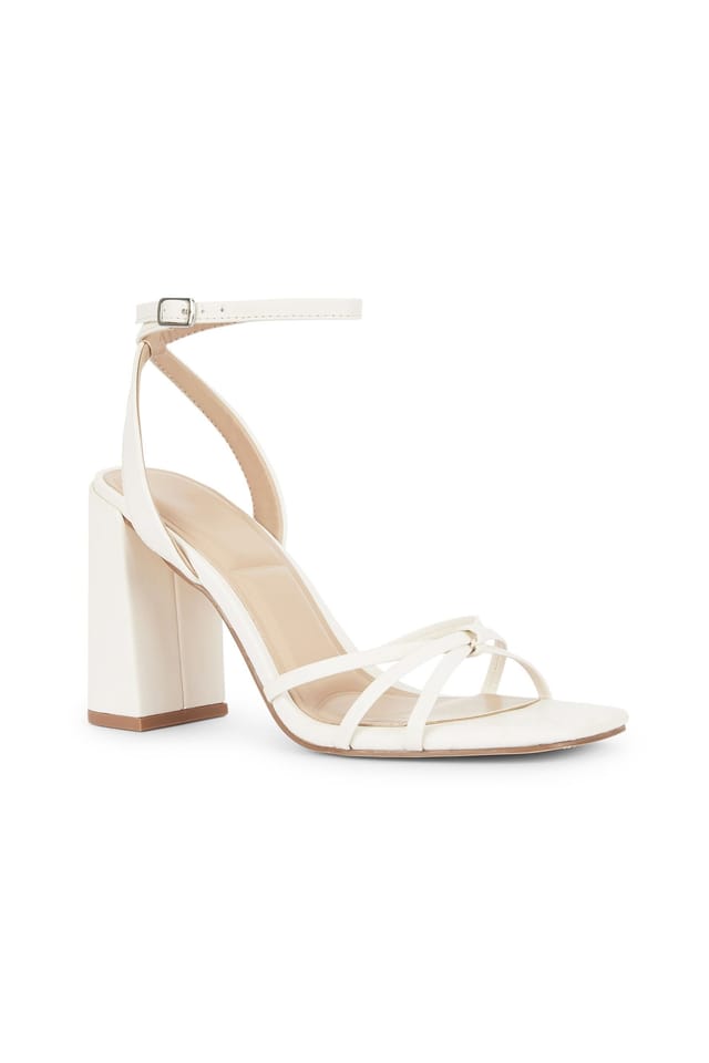 Truffle Collection Truffle Collection Women's Heeled Open Toe Sandals Buckle Strap PU Stiletto Heel Summer Shoes in Off-White - 3