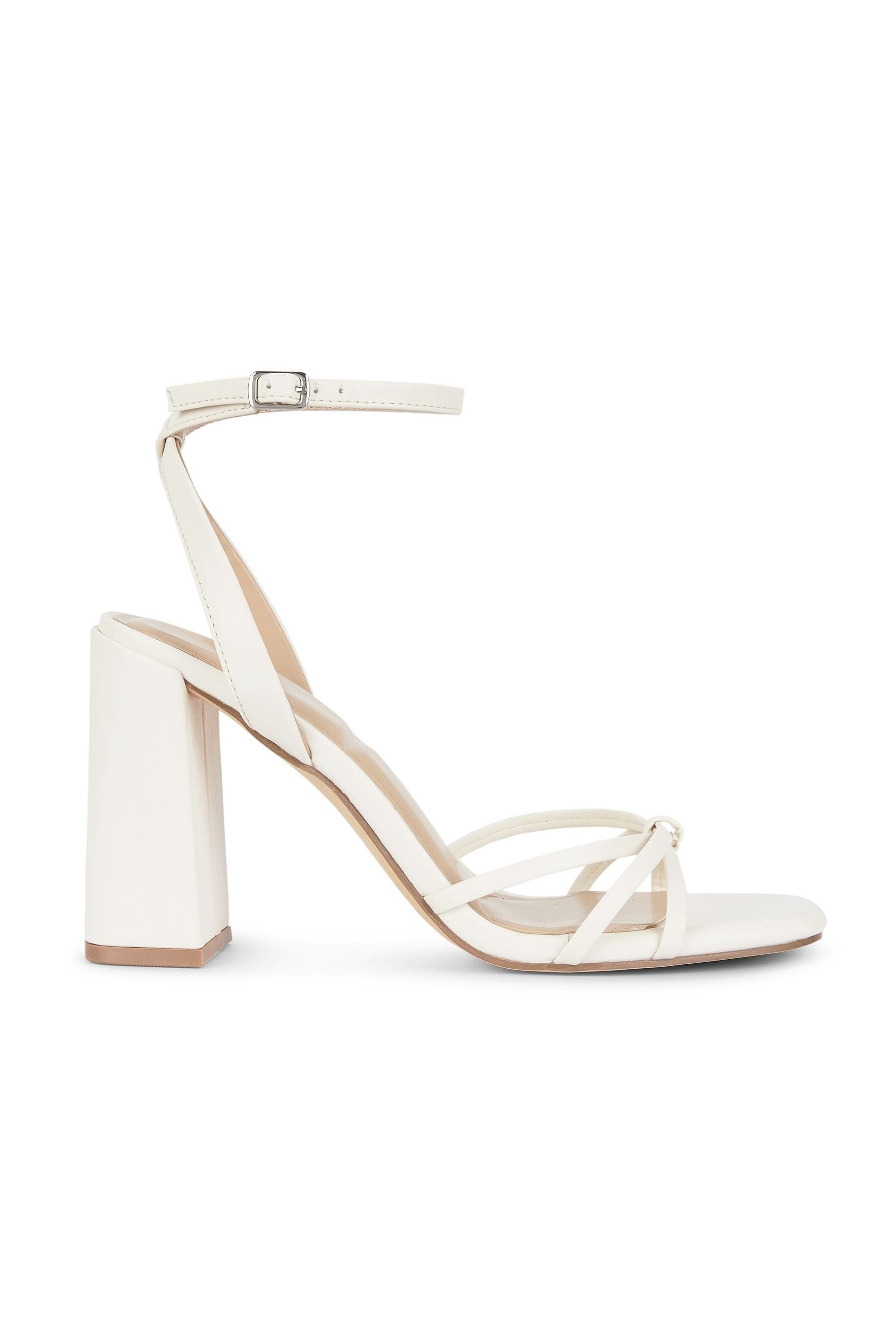 Truffle Collection Truffle Collection Women's Heeled Open Toe Sandals Buckle Strap PU Stiletto Heel Summer Shoes in Off-White - 4