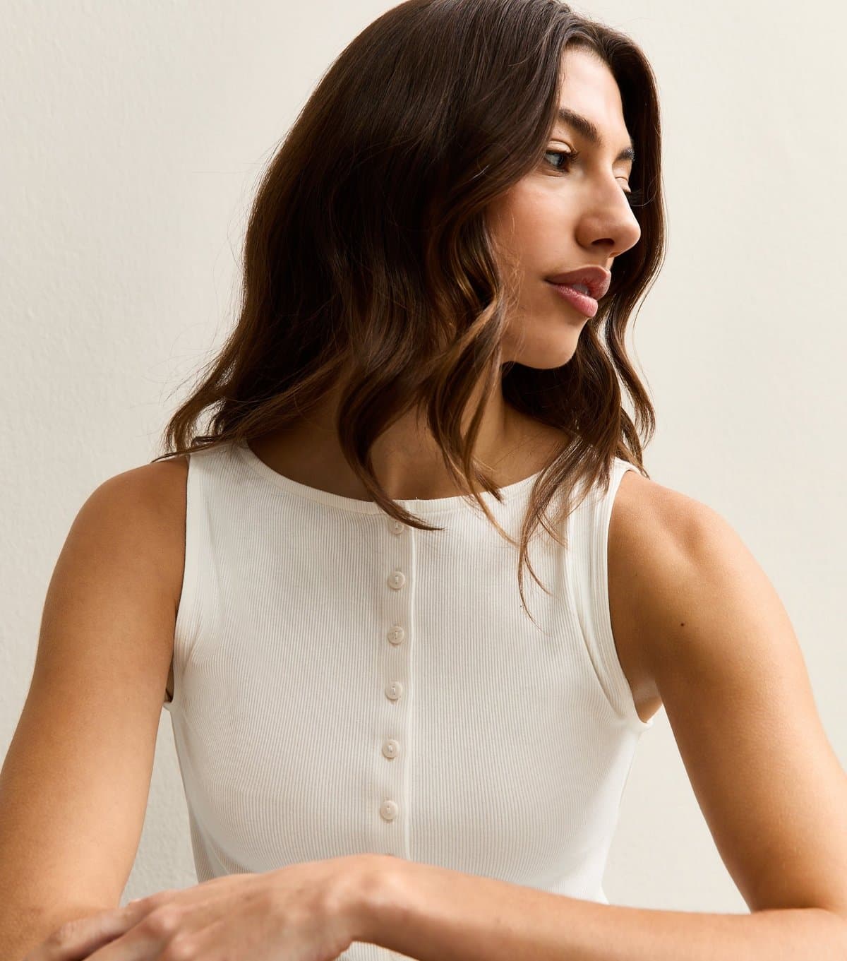 New Look Women's Tall Cream Button Through Tank Top New Look