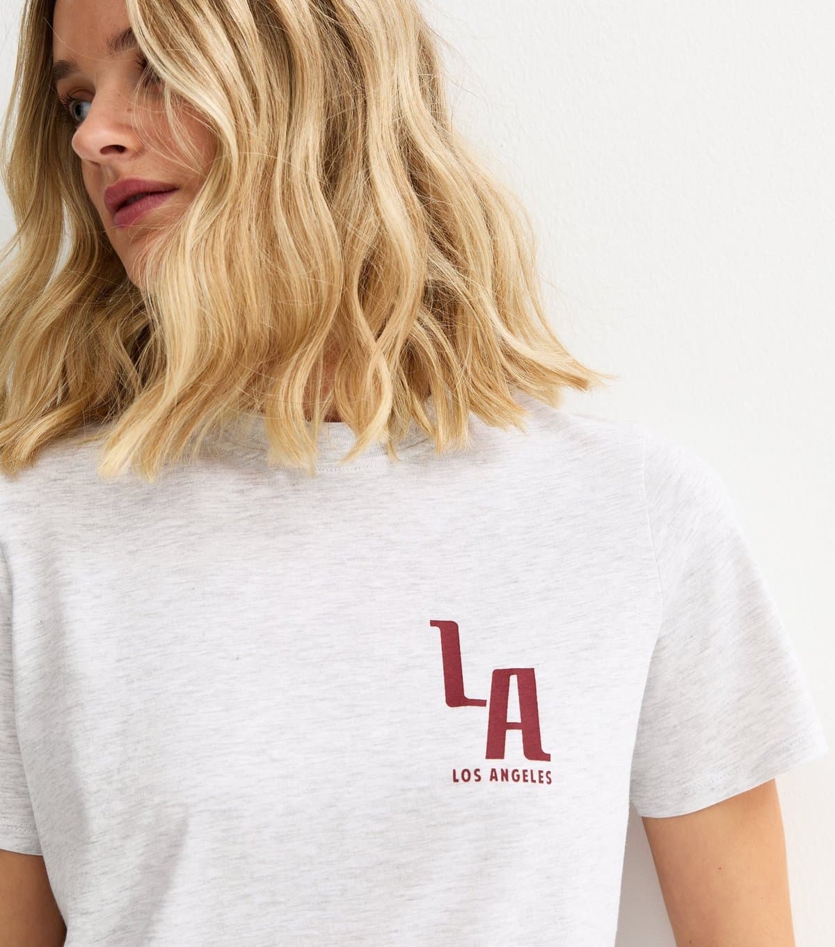 New Look Women's Light Grey LA Print T-Shirt New Look