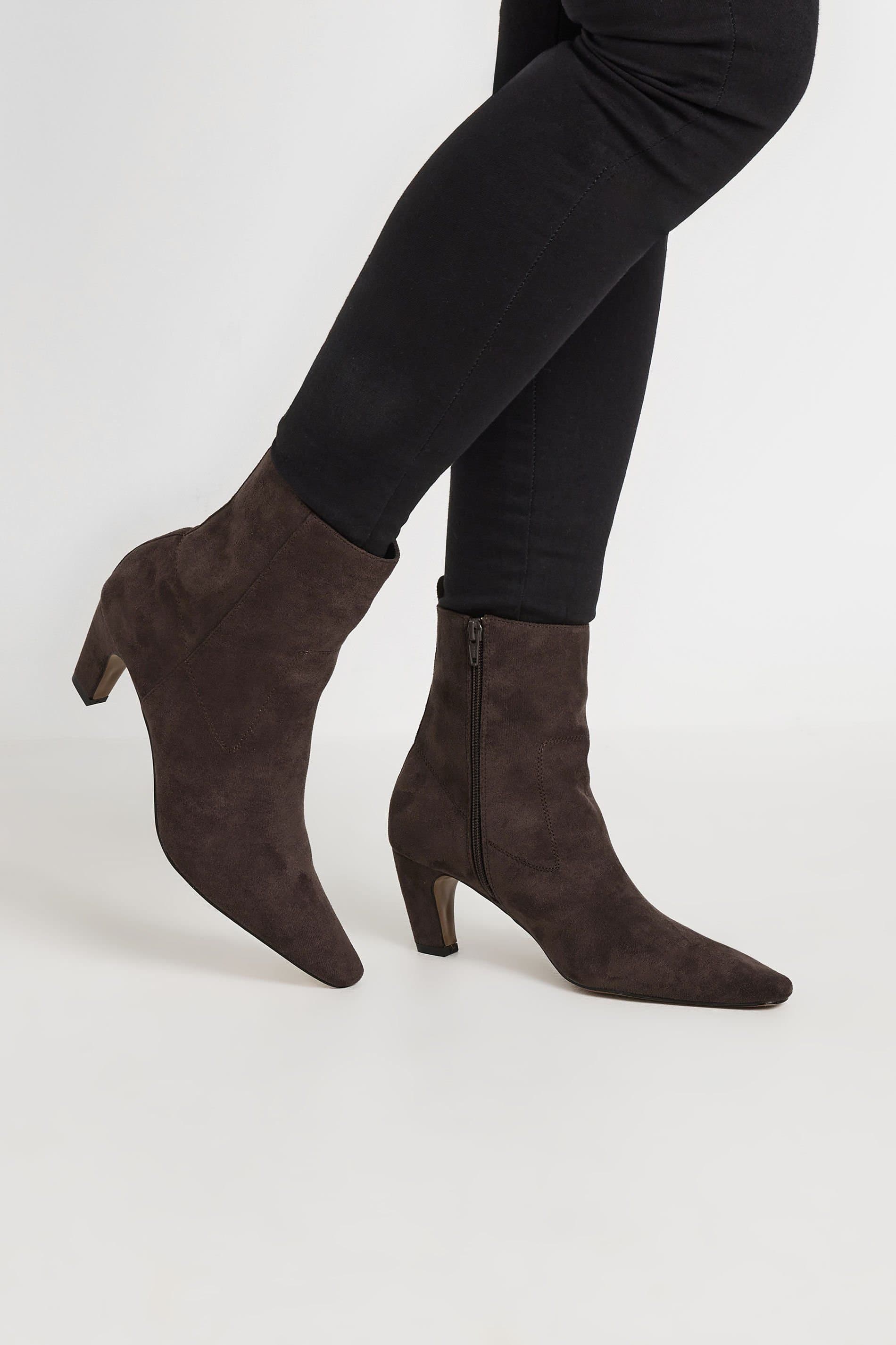 Long Tall Sally Long Tall Sally Dark Brown Suede Ankle Boots