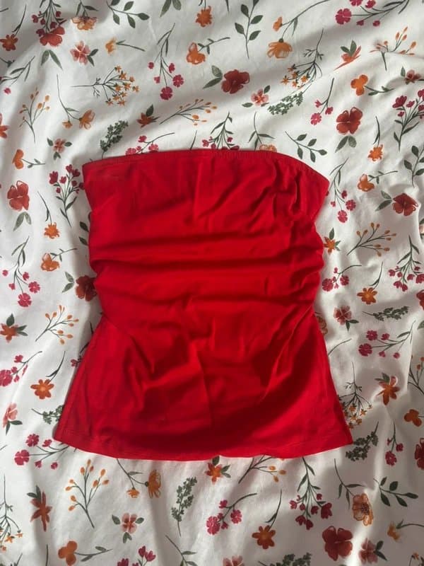 Bershka red ruched tube top