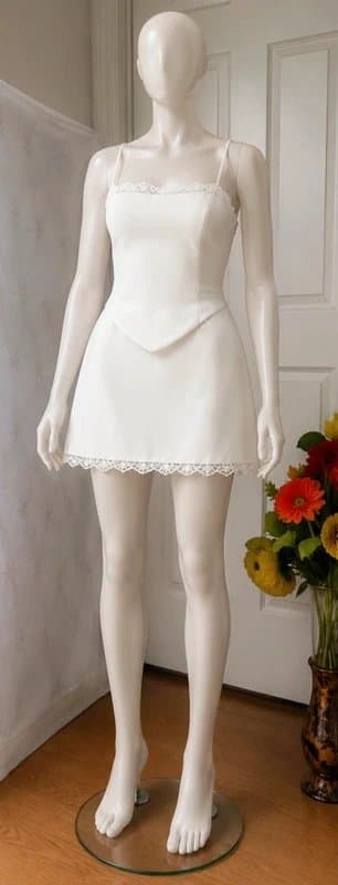 EGO EGO White Lace Trim Corset Overlay Mini Dress - Size UK 8 - Brand New With Tags