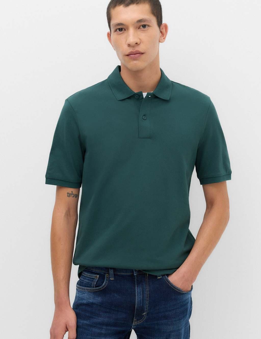 Marks & Spencer M&S Ultimate 2 Pack Cotton Rich Polo Shirts Dark Green Mix