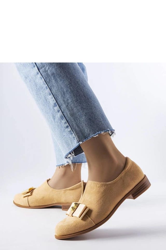 Love Lace Love Lace Women's Suede Ballet Flats with Bow & Studs Slip On Low Ankle Boots in Beige - 3