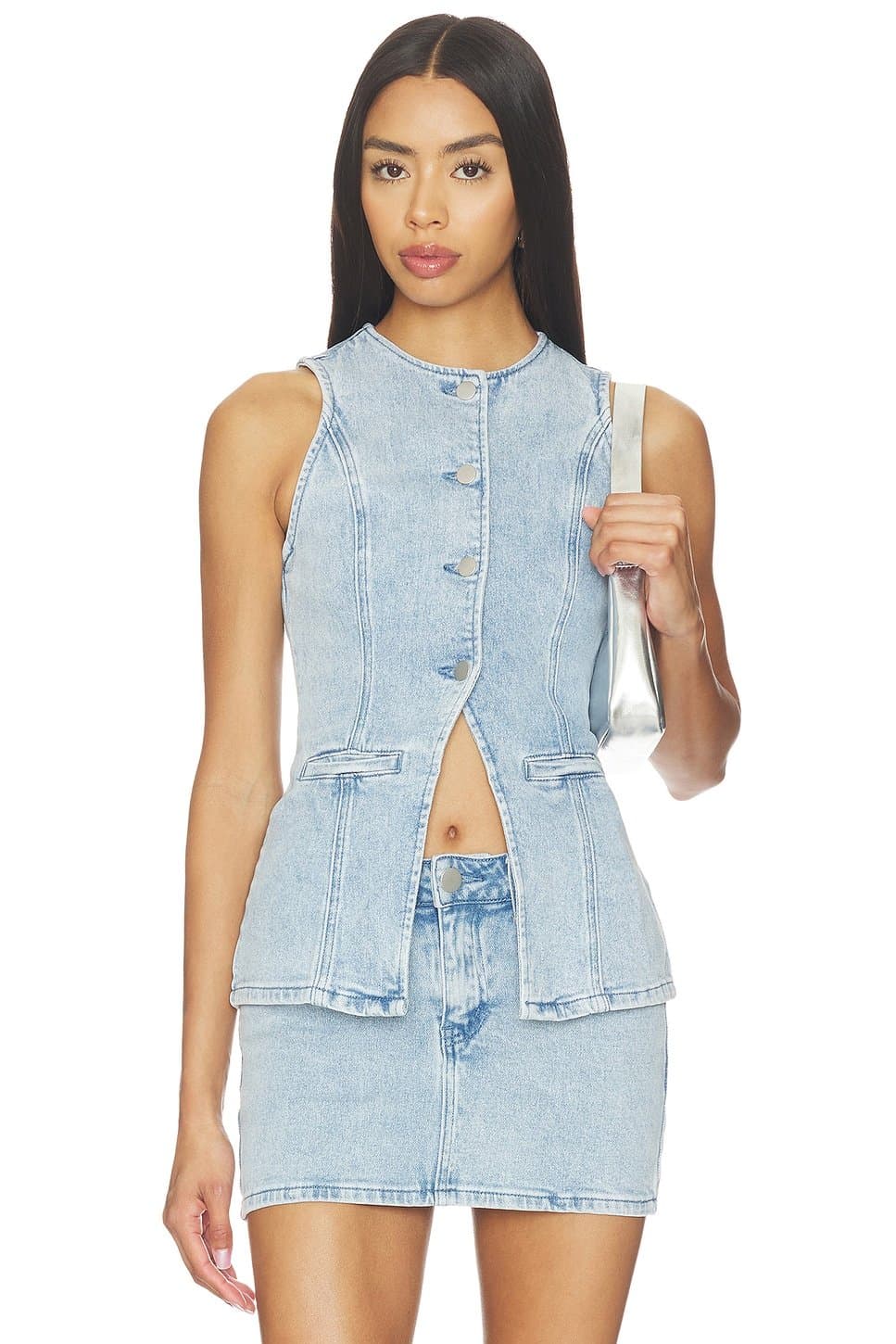 revolve Revolve Light Blue Denim Sleeveless Top