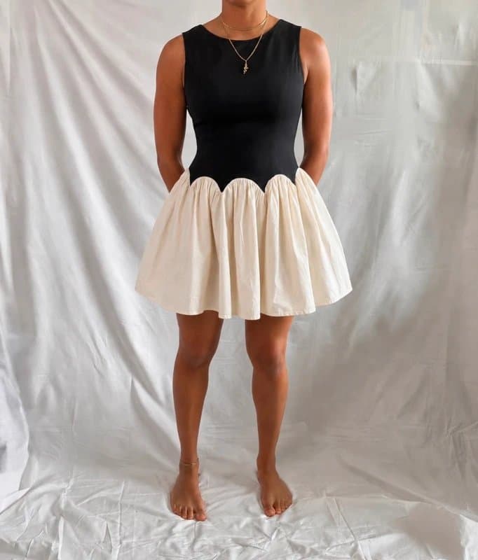 Never Fully Dressed Never Fully Dressed Black Cream Mini Monika Dress UK 10