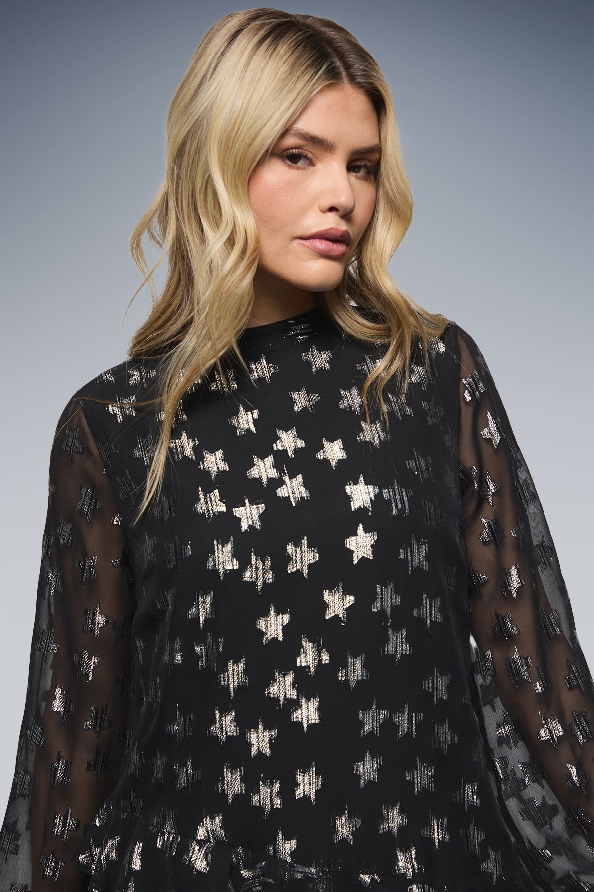 Dorothy Perkins Dorothy Perkins Women's DP Luxe Star Jacquard Ruffle Shift Mini Dress in Black - 4