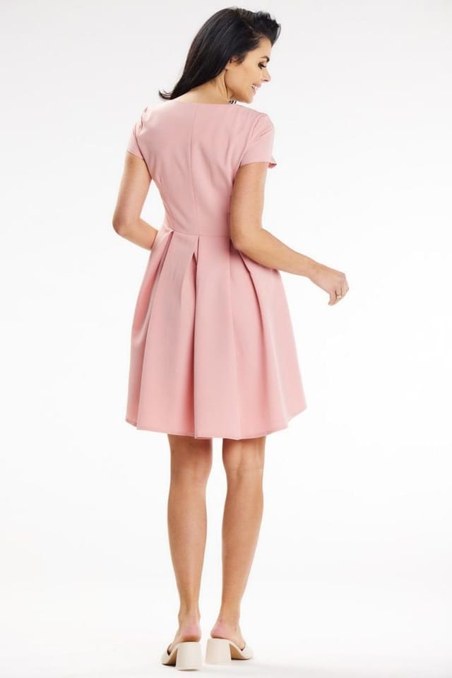 Love Lace Love Lace Women's Asymmetrical Pleated Back Trapeze Mini Dress Style 195869 in Pink - 3