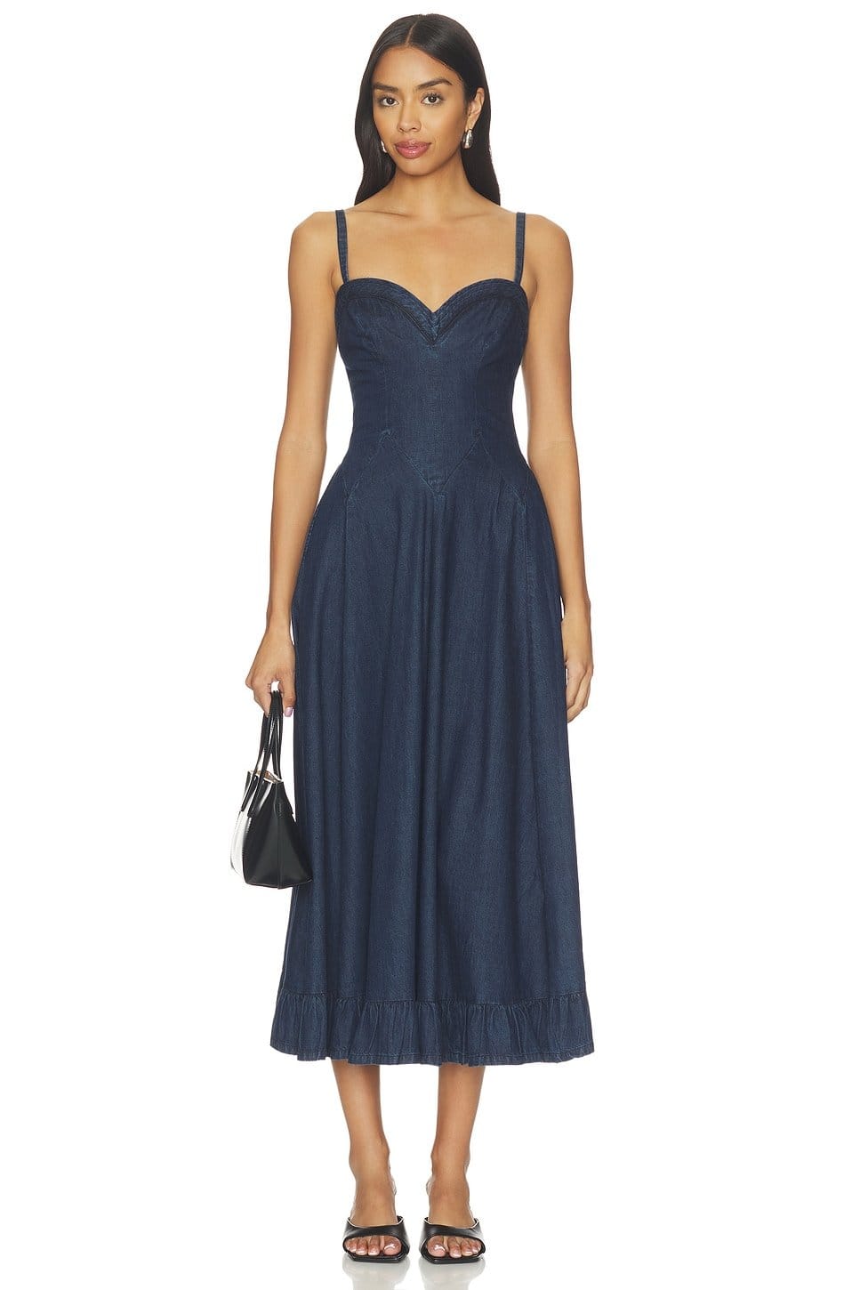 Revolve Another Season Blue Denim Midi Dress