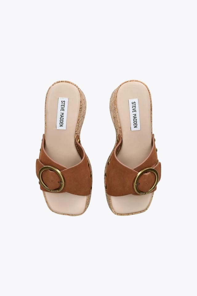 Steve Madden STEVE MADDEN Women's 'Pedestal Brown Suede' Suede Sandals - 2