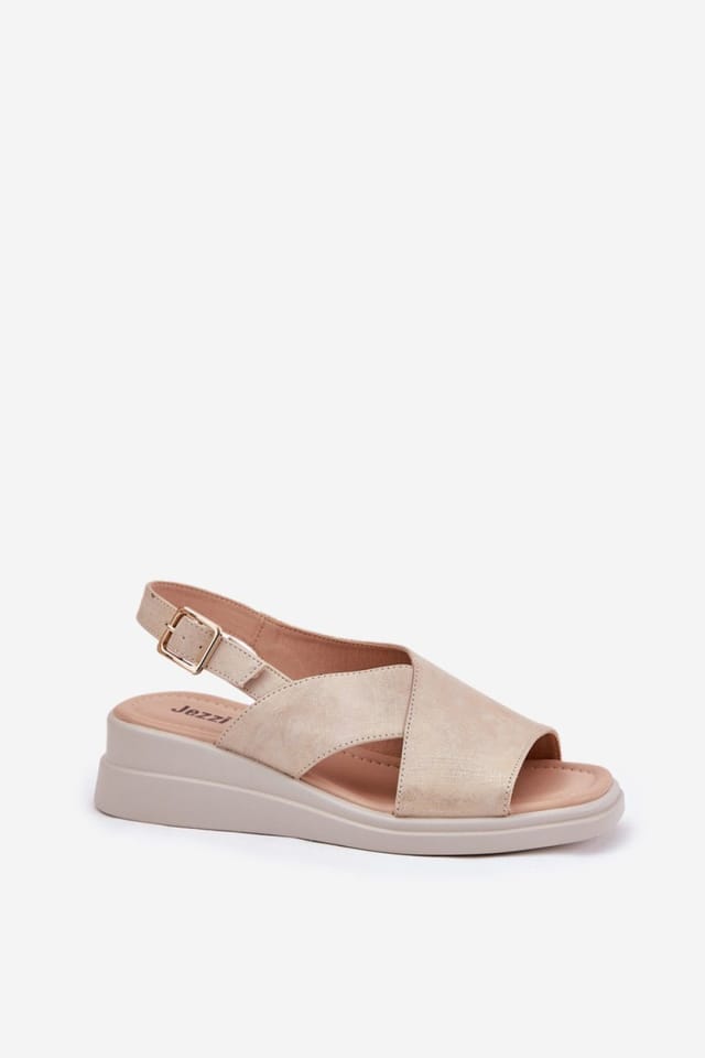 Love Lace Love Lace Women's Jezzi Wedge Heel Buckle Sandals with Adjustable Strap Comfort in Beige - 2