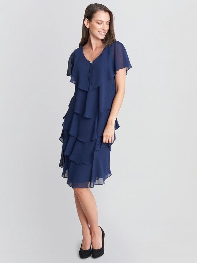 Gina Bacconi Gina Bacconi Women's Bella Georgette Tiered Dress in Navy - 3