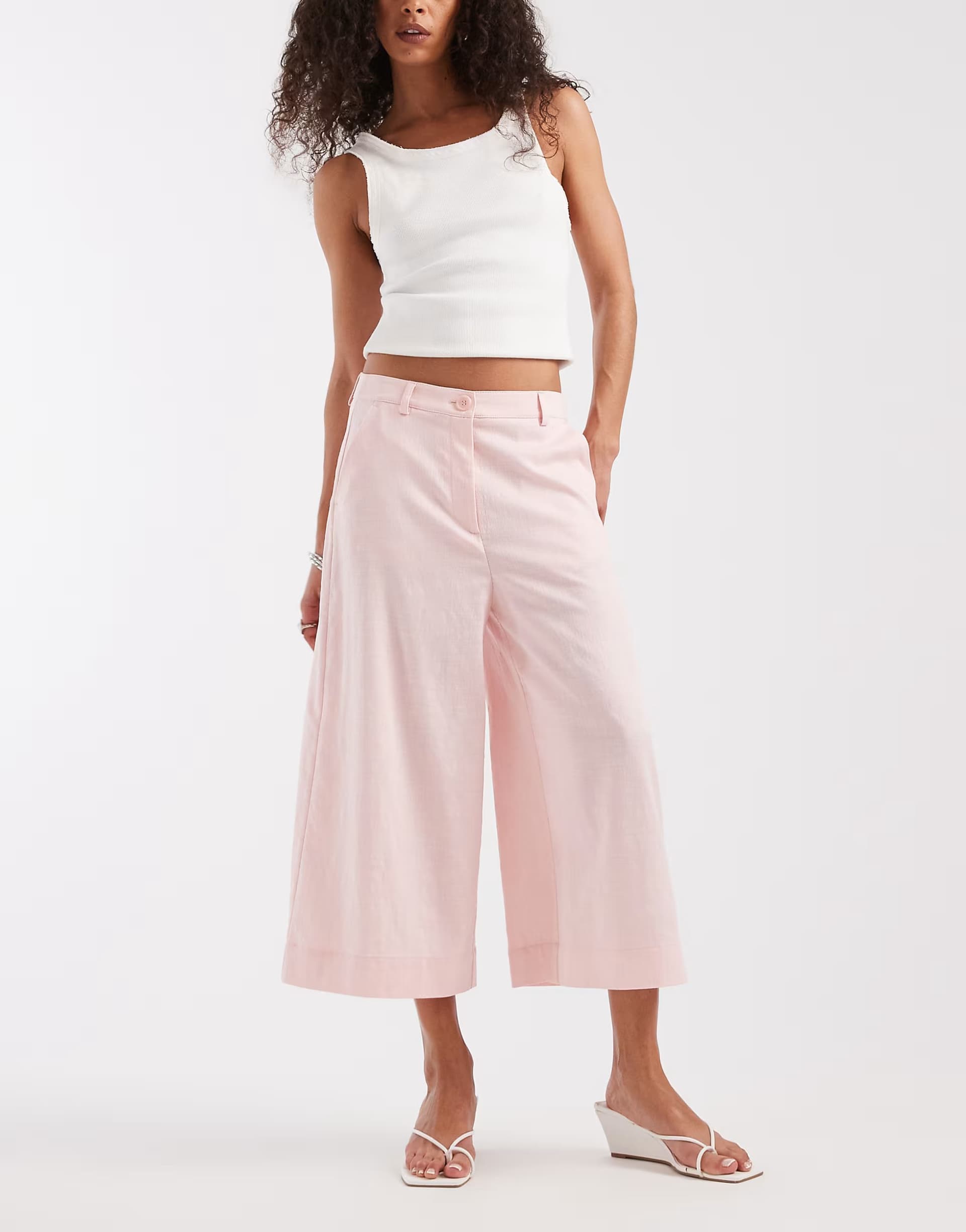 ASOS ASOS DESIGN wide leg linen look culotte in