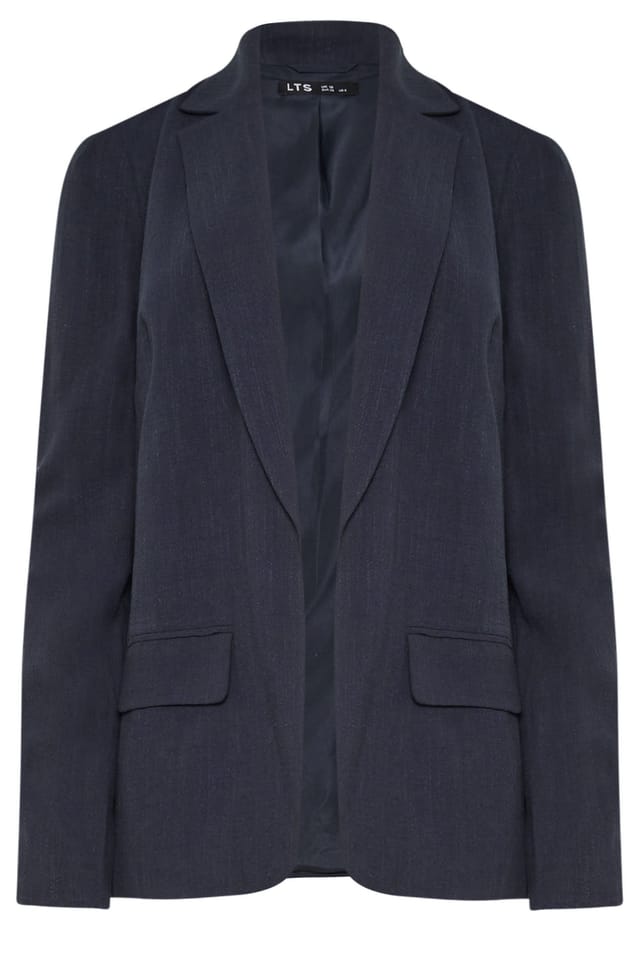 Long Tall Sally Long Tall Sally Women's Tall Linen Blazer in Dark Navy - 2