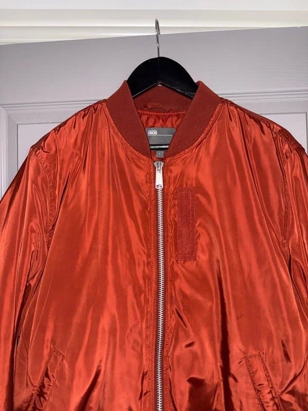 ASOS Design Rust padded bomber jacket with silver hardware