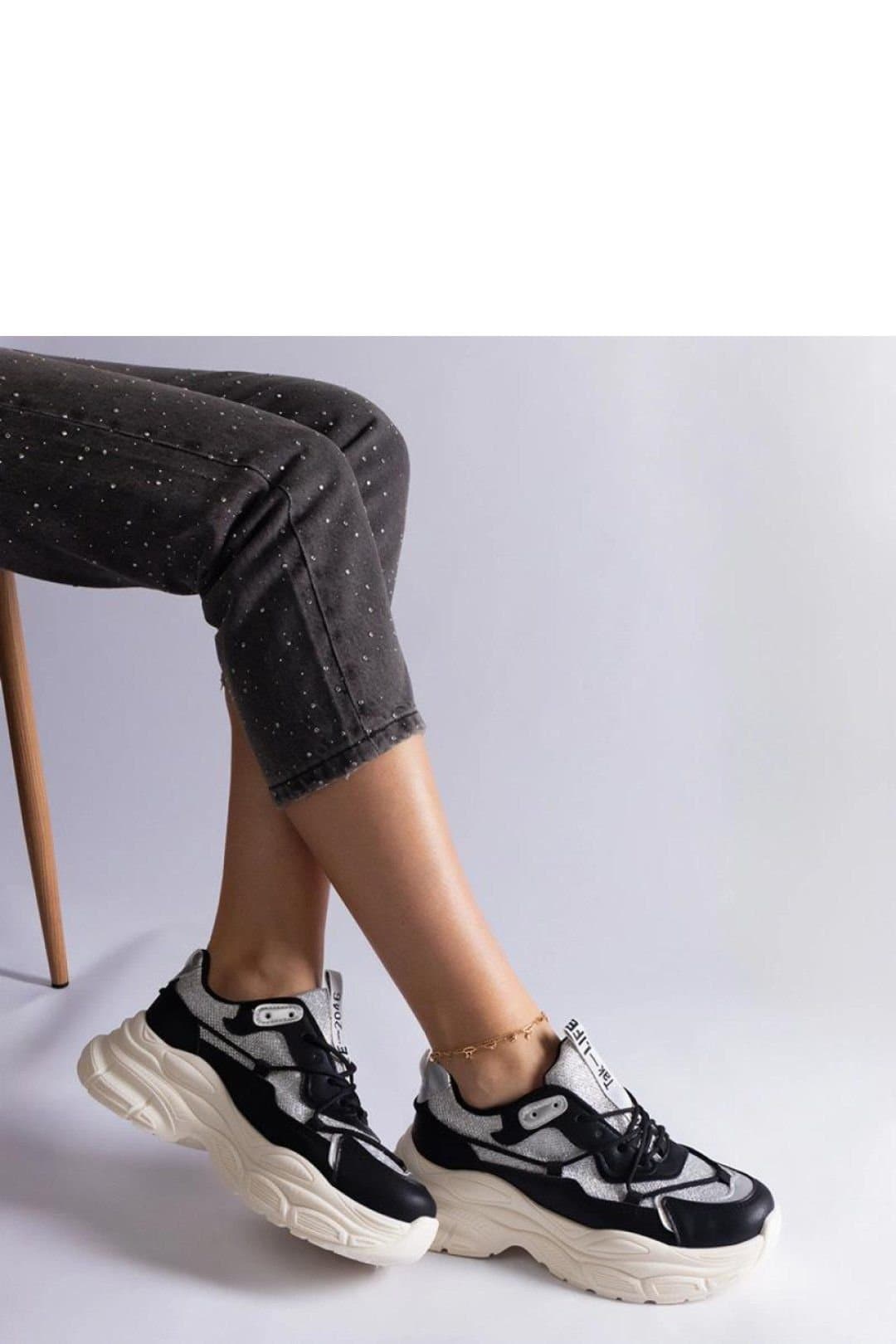 Love Lace Love Lace Women's Elegant Brocade Insert Lace Up Sneakers with White Sole in Black