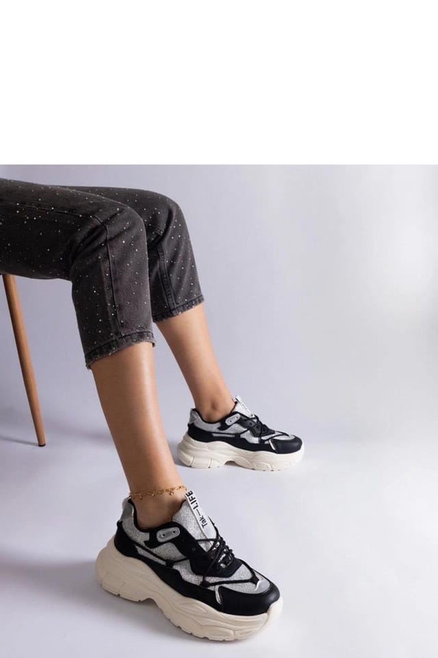 Love Lace Love Lace Women's Elegant Brocade Insert Lace Up Sneakers with White Sole in Black - 3