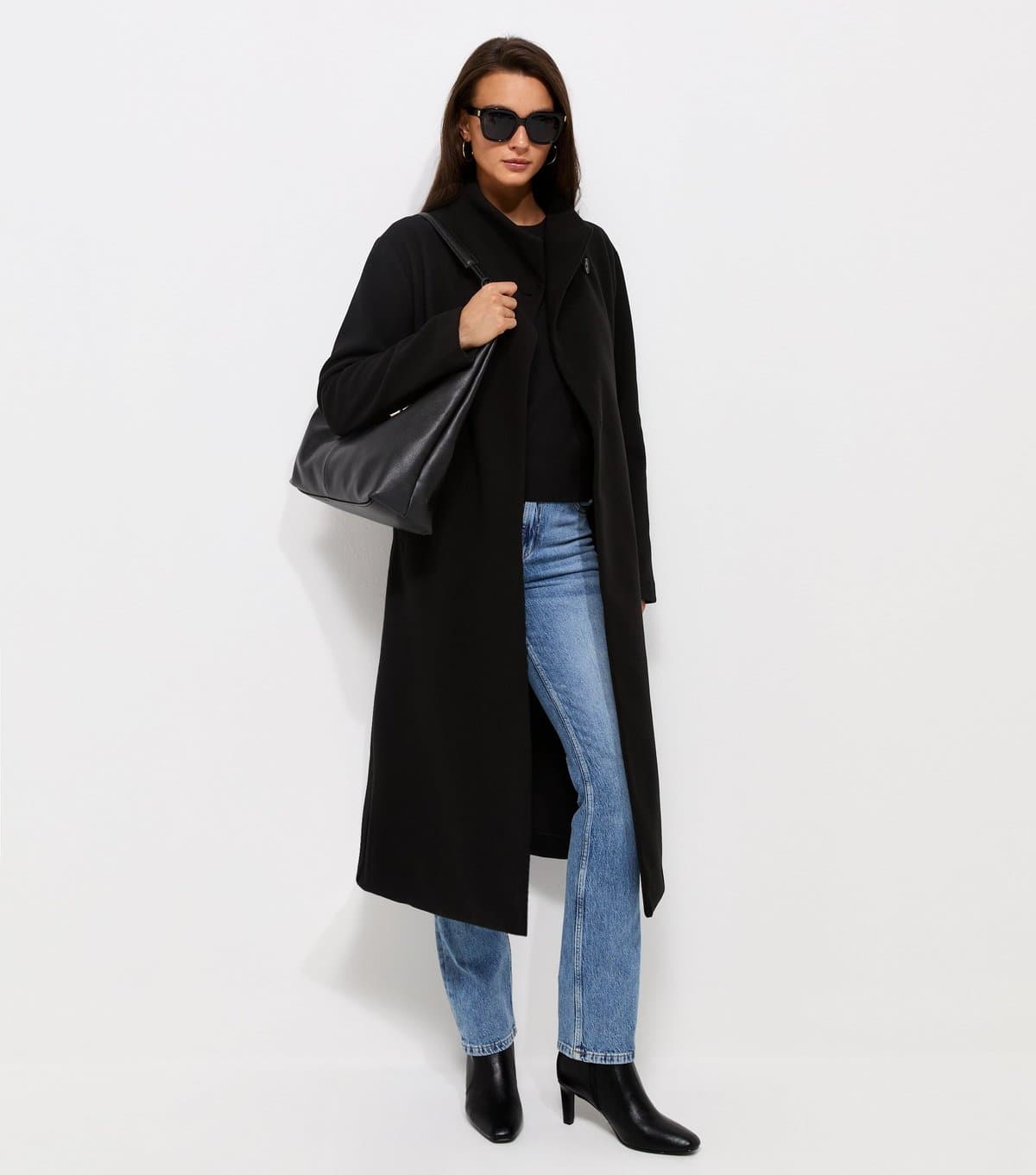 New Look Women's Black Funnel Neck Tie Waist Coat New Look