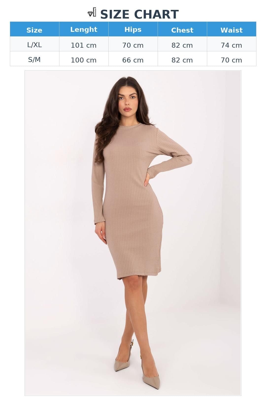 Love Lace Love Lace Women's Everyday Ribbed Pencil Dress Knee Length in Beige - 4