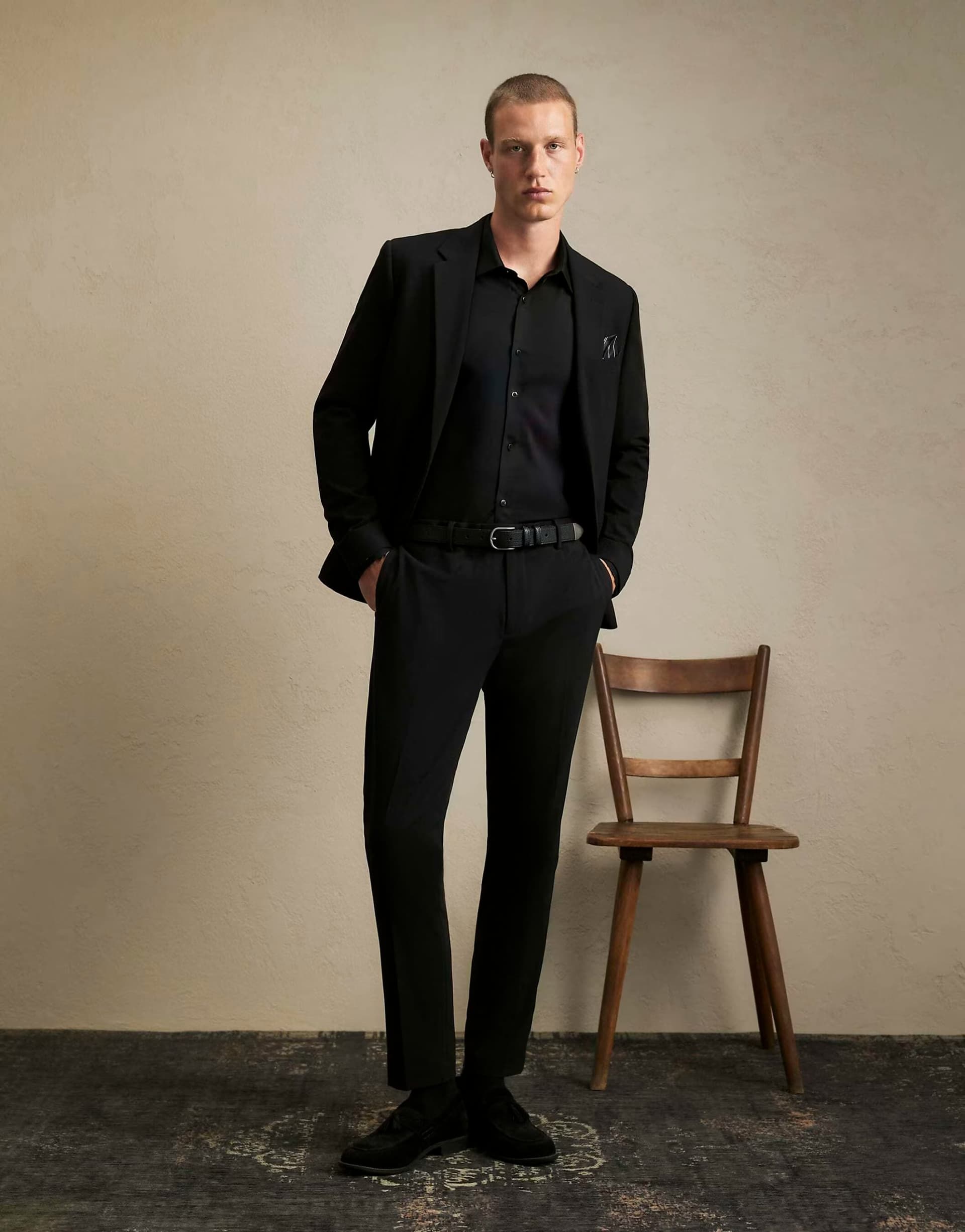ASOS River Island Skinny fit suit trousers in black