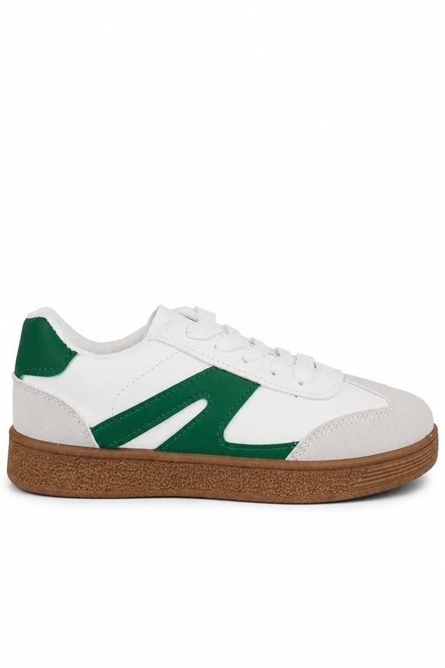 Spot On Spot On Men's Retro Panel Lace Up Trainers with Gum Sole in Bottle Green - 2