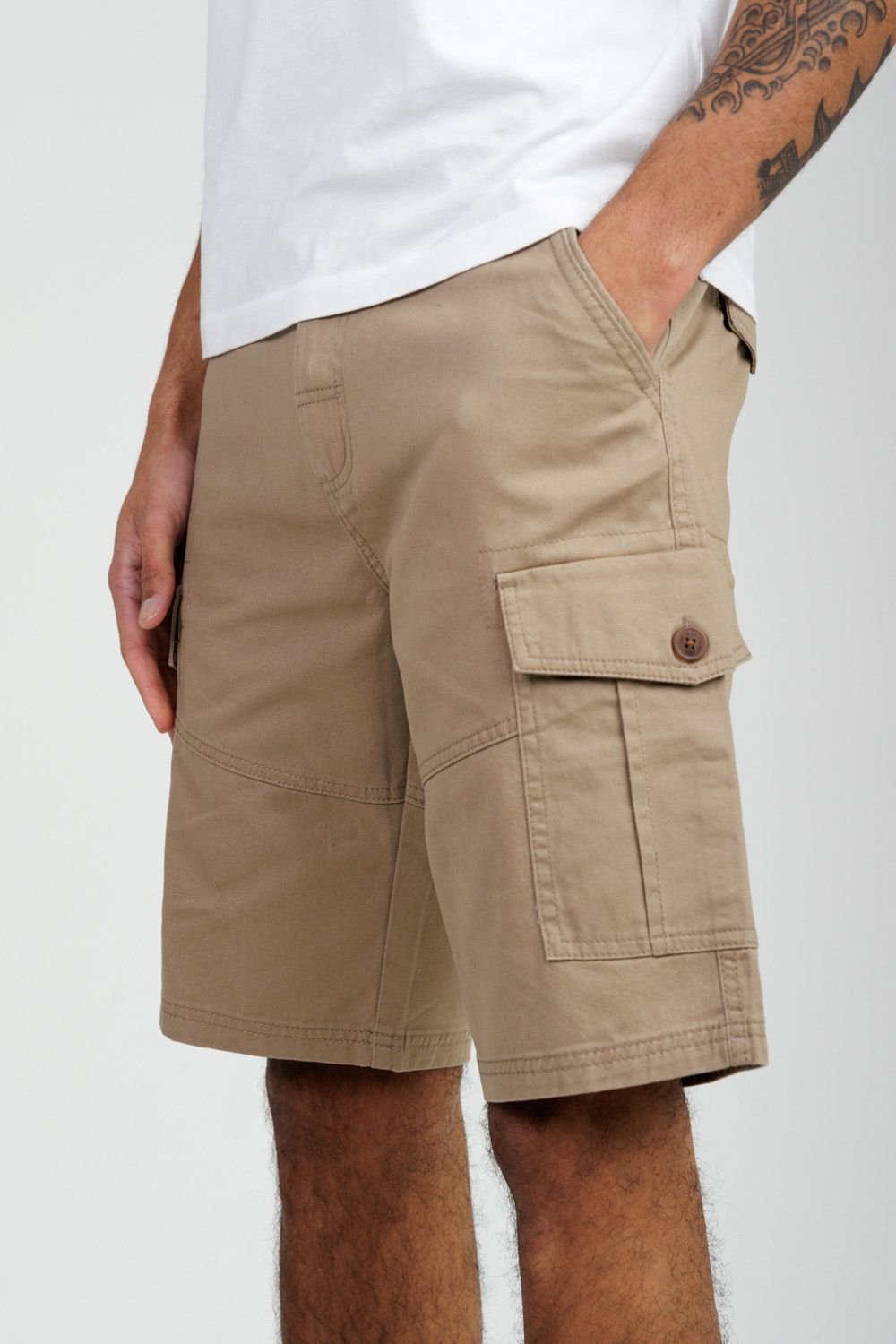 Tokyo Laundry Tokyo Laundry Men's Cotton Cargo Shorts in Stone - 4