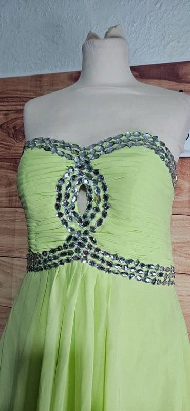 ETERNAL love Gorgeous lime embellished prom occassion dress size 14 - 1