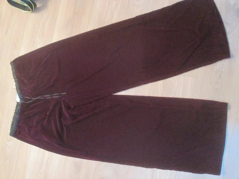 Next Next size 16 long burgundy black velvet pull on wide leg Trousers brand new with no tags