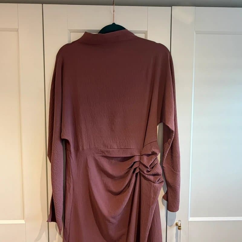 ASOS ASOS Design ruched detail long sleeve maxi dress in washed burgundy